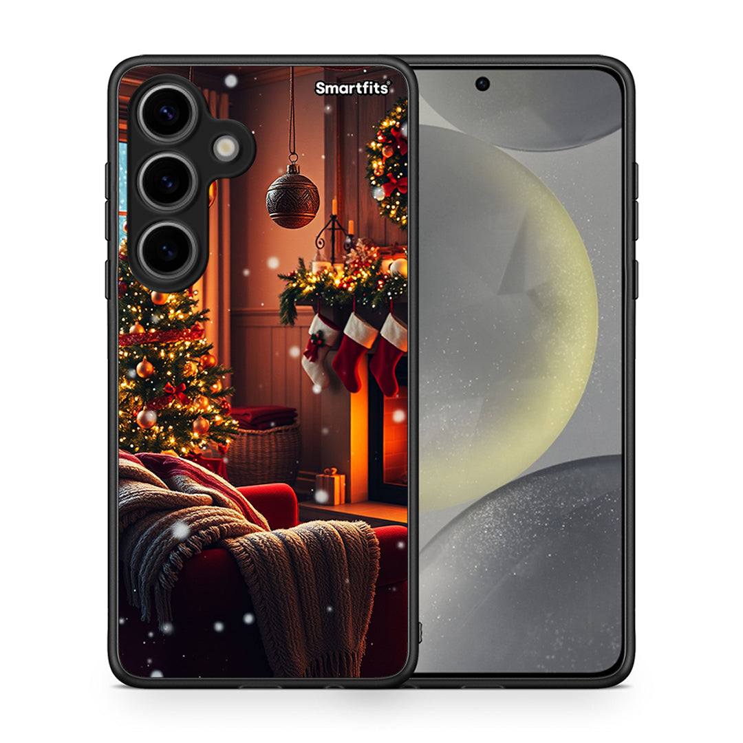 Θήκη Samsung Galaxy S24 Home For Christmas από τη Smartfits με σχέδιο στο πίσω μέρος και μαύρο περίβλημα | Samsung Galaxy S24 Home For Christmas case with colorful back and black bezels