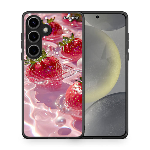 Θήκη Samsung Galaxy S24 Juicy Strawberries από τη Smartfits με σχέδιο στο πίσω μέρος και μαύρο περίβλημα | Samsung Galaxy S24 Juicy Strawberries case with colorful back and black bezels