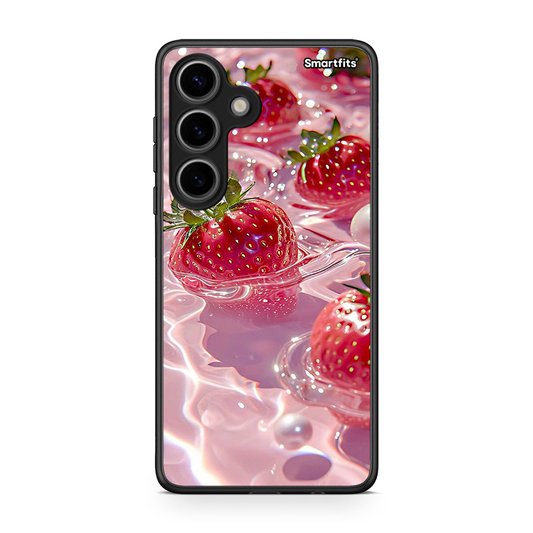 Samsung Galaxy S24 Juicy Strawberries θήκη από τη Smartfits με σχέδιο στο πίσω μέρος και μαύρο περίβλημα | Smartphone case with colorful back and black bezels by Smartfits