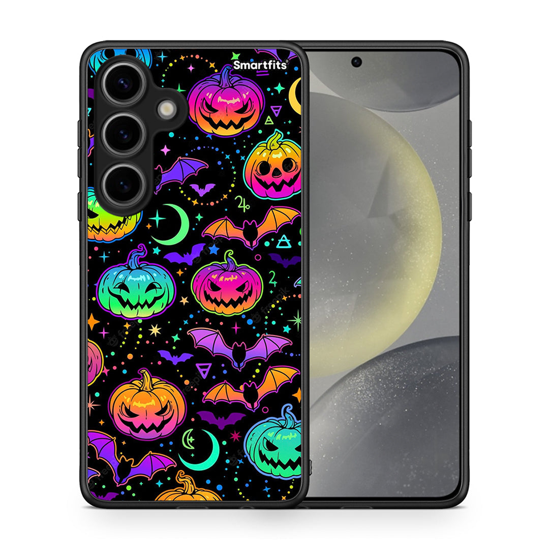 Θήκη Samsung Galaxy S24 Neon Halloween από τη Smartfits με σχέδιο στο πίσω μέρος και μαύρο περίβλημα | Samsung Galaxy S24 Neon Halloween case with colorful back and black bezels