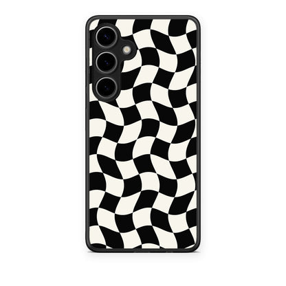 Θήκη Samsung Galaxy S24 Plus Black and Cream Wavy Checkerboard από τη Smartfits με σχέδιο στο πίσω μέρος και μαύρο περίβλημα | Samsung Galaxy S24 Plus Black and Cream Wavy Checkerboard case with colorful back and black bezels