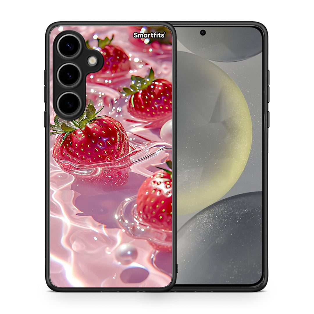 Θήκη Samsung Galaxy S24 Plus Juicy Strawberries από τη Smartfits με σχέδιο στο πίσω μέρος και μαύρο περίβλημα | Samsung Galaxy S24 Plus Juicy Strawberries case with colorful back and black bezels