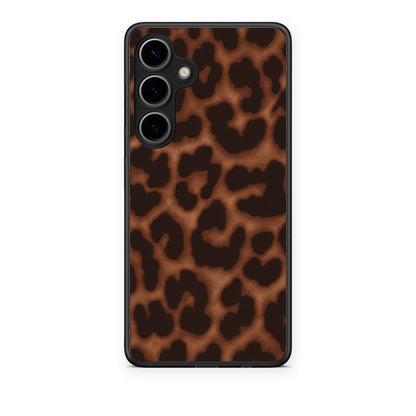 Θήκη Samsung Galaxy S24 Plus Leopard Print Dark Brown από τη Smartfits με σχέδιο στο πίσω μέρος και μαύρο περίβλημα | Samsung Galaxy S24 Plus Leopard Print Dark Brown case with colorful back and black bezels