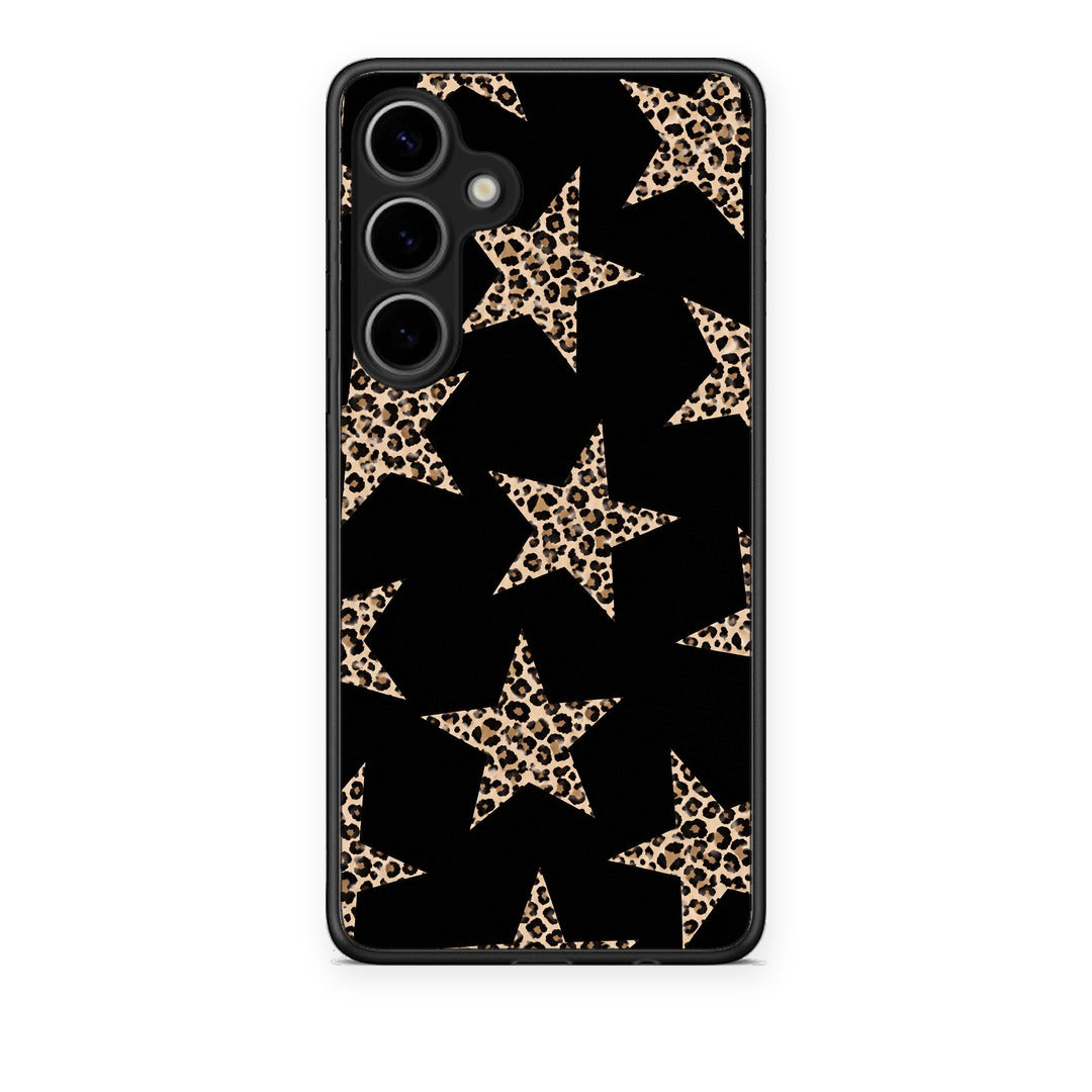 Θήκη Samsung Galaxy S24 Plus Leopard Stars on Black από τη Smartfits με σχέδιο στο πίσω μέρος και μαύρο περίβλημα | Samsung Galaxy S24 Plus Leopard Stars on Black case with colorful back and black bezels