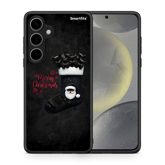 Θήκη Samsung Galaxy S24 Plus Merry Cat Christmas από τη Smartfits με σχέδιο στο πίσω μέρος και μαύρο περίβλημα | Samsung Galaxy S24 Plus Merry Cat Christmas case with colorful back and black bezels