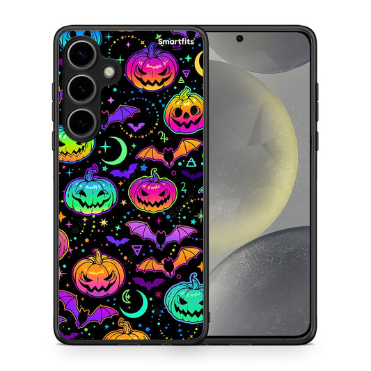 Θήκη Samsung Galaxy S24 Plus Neon Halloween από τη Smartfits με σχέδιο στο πίσω μέρος και μαύρο περίβλημα | Samsung Galaxy S24 Plus Neon Halloween case with colorful back and black bezels