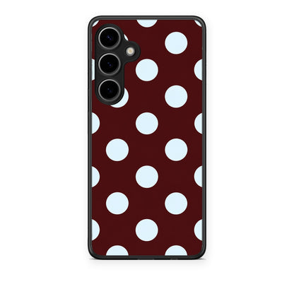 Θήκη Samsung Galaxy S24 Plus Pale Blue Large Polka Dots on Burgundy από τη Smartfits με σχέδιο στο πίσω μέρος και μαύρο περίβλημα | Samsung Galaxy S24 Plus Pale Blue Large Polka Dots on Burgundy case with colorful back and black bezels
