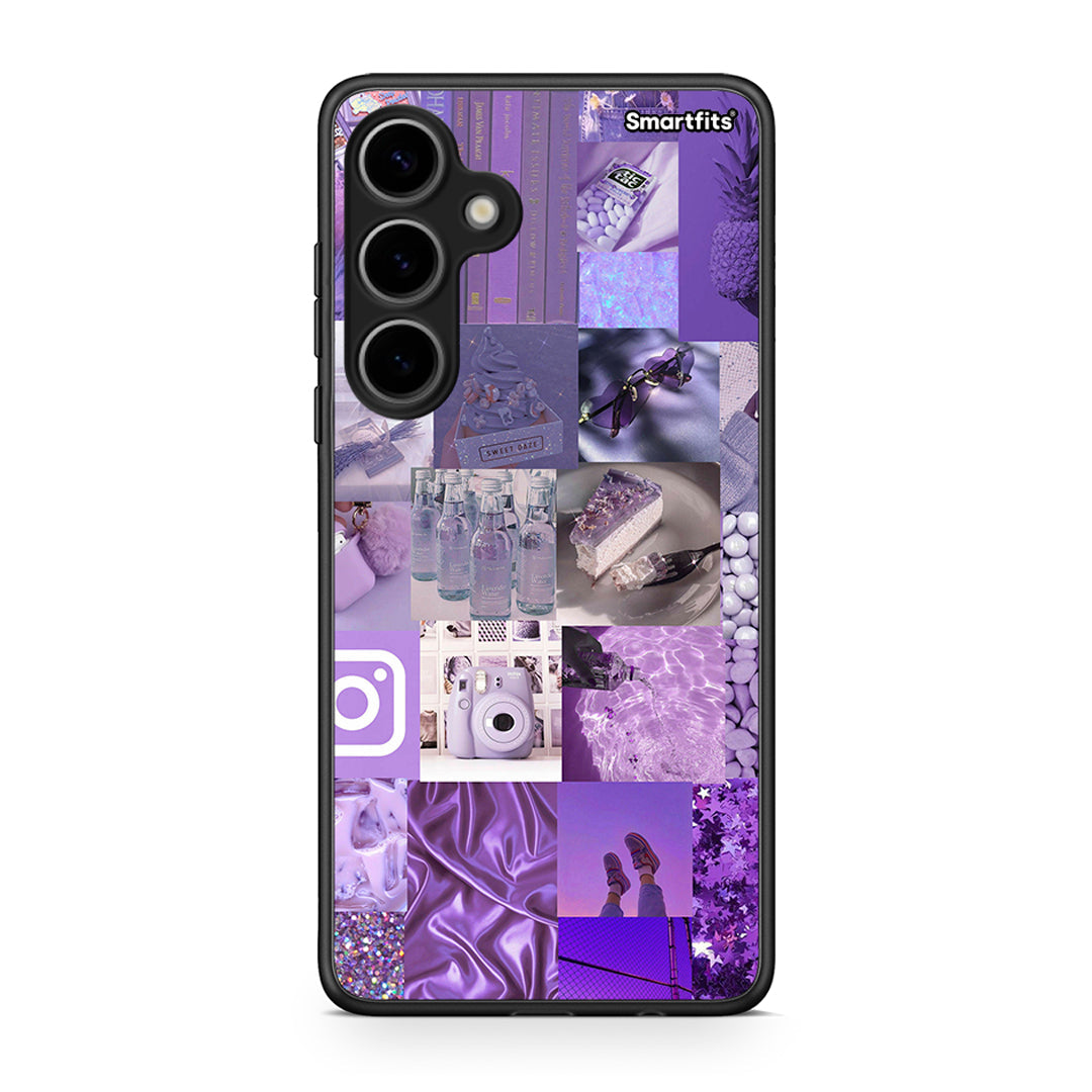 Samsung Galaxy S24 Plus Purple Aesthetic Collage θήκη από τη Smartfits με σχέδιο στο πίσω μέρος και μαύρο περίβλημα | Smartphone case with colorful back and black bezels by Smartfits