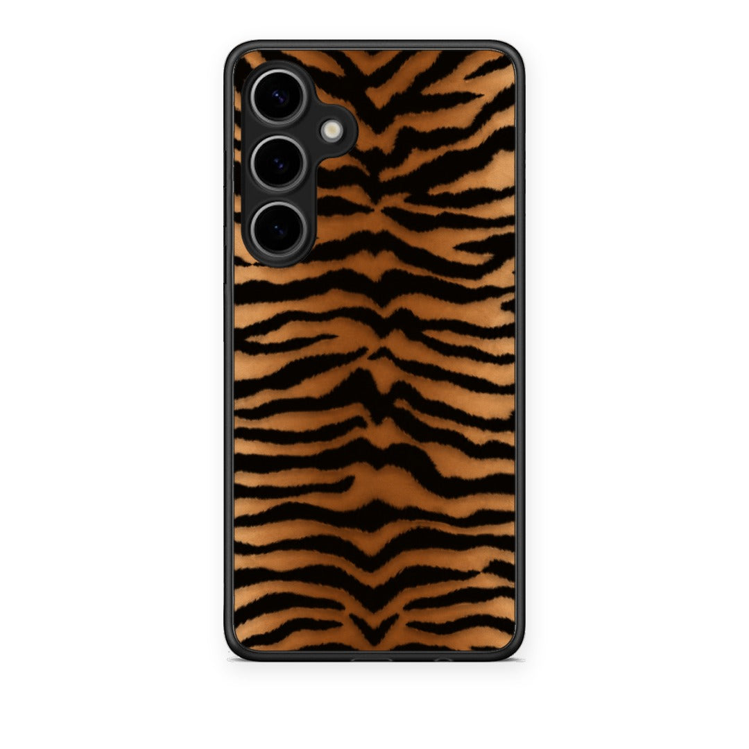 Θήκη Samsung Galaxy S24 Plus Tiger Print Orange and Black από τη Smartfits με σχέδιο στο πίσω μέρος και μαύρο περίβλημα | Samsung Galaxy S24 Plus Tiger Print Orange and Black case with colorful back and black bezels