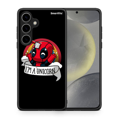 Θήκη Samsung Galaxy S24 Plus Unicorn Deadpool από τη Smartfits με σχέδιο στο πίσω μέρος και μαύρο περίβλημα | Samsung Galaxy S24 Plus Unicorn Deadpool case with colorful back and black bezels