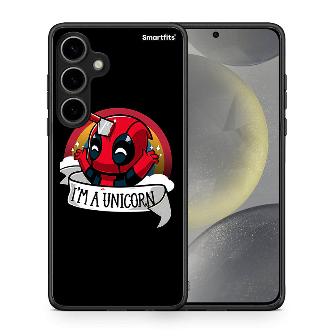 Θήκη Samsung Galaxy S24 Plus Unicorn Deadpool από τη Smartfits με σχέδιο στο πίσω μέρος και μαύρο περίβλημα | Samsung Galaxy S24 Plus Unicorn Deadpool case with colorful back and black bezels