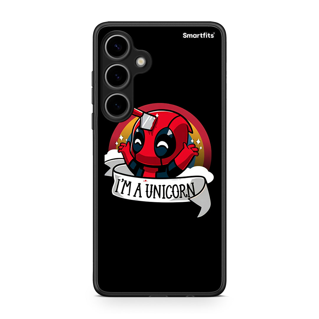 Samsung Galaxy S24 Plus Unicorn Deadpool θήκη από τη Smartfits με σχέδιο στο πίσω μέρος και μαύρο περίβλημα | Smartphone case with colorful back and black bezels by Smartfits