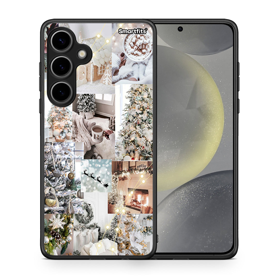 Θήκη Samsung Galaxy S24 Plus White Christmas από τη Smartfits με σχέδιο στο πίσω μέρος και μαύρο περίβλημα | Samsung Galaxy S24 Plus White Christmas case with colorful back and black bezels