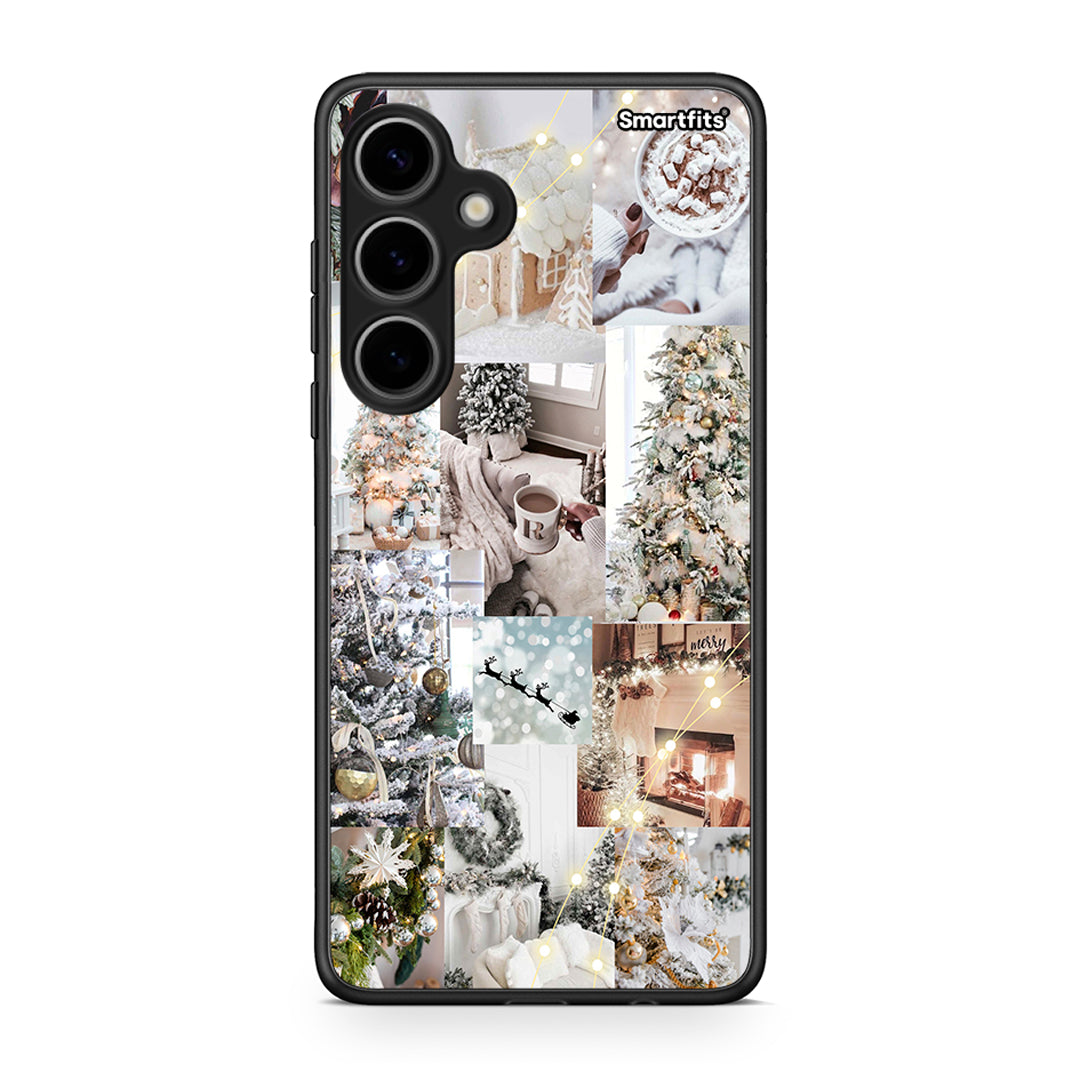 Samsung Galaxy S24 Plus White Christmas θήκη από τη Smartfits με σχέδιο στο πίσω μέρος και μαύρο περίβλημα | Smartphone case with colorful back and black bezels by Smartfits