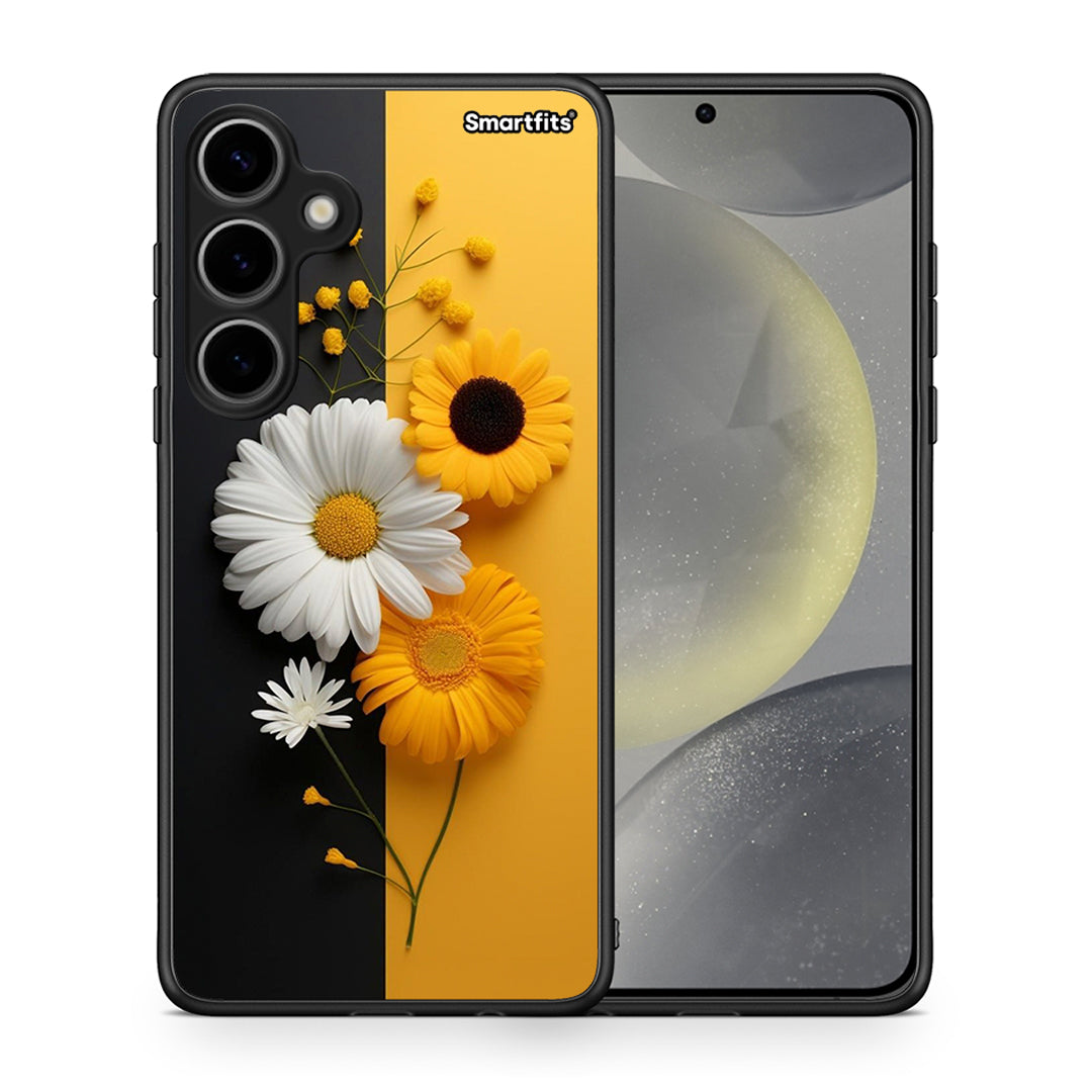 Θήκη Samsung Galaxy S24 Plus Yellow Daisies από τη Smartfits με σχέδιο στο πίσω μέρος και μαύρο περίβλημα | Samsung Galaxy S24 Plus Yellow Daisies case with colorful back and black bezels