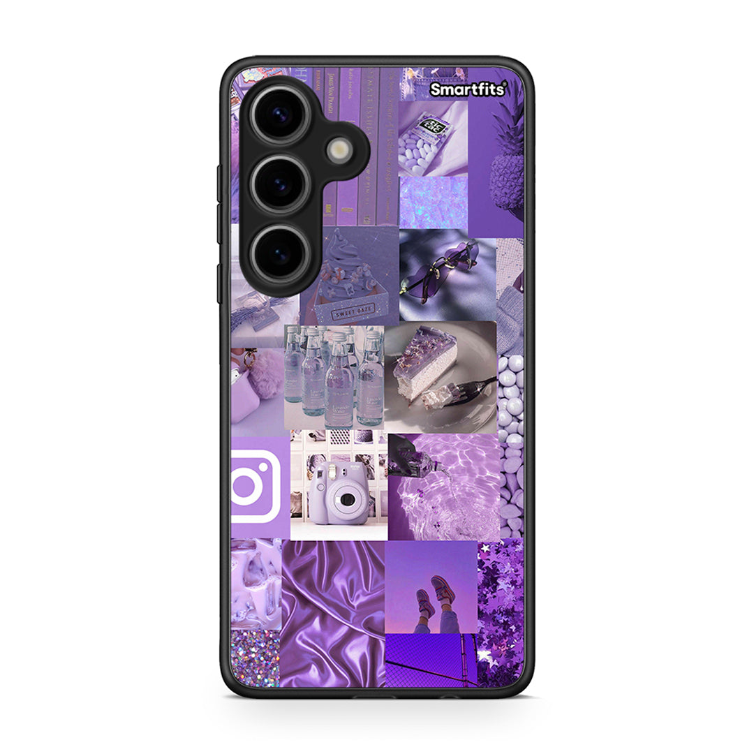Samsung Galaxy S24 Purple Aesthetic Collage θήκη από τη Smartfits με σχέδιο στο πίσω μέρος και μαύρο περίβλημα | Smartphone case with colorful back and black bezels by Smartfits