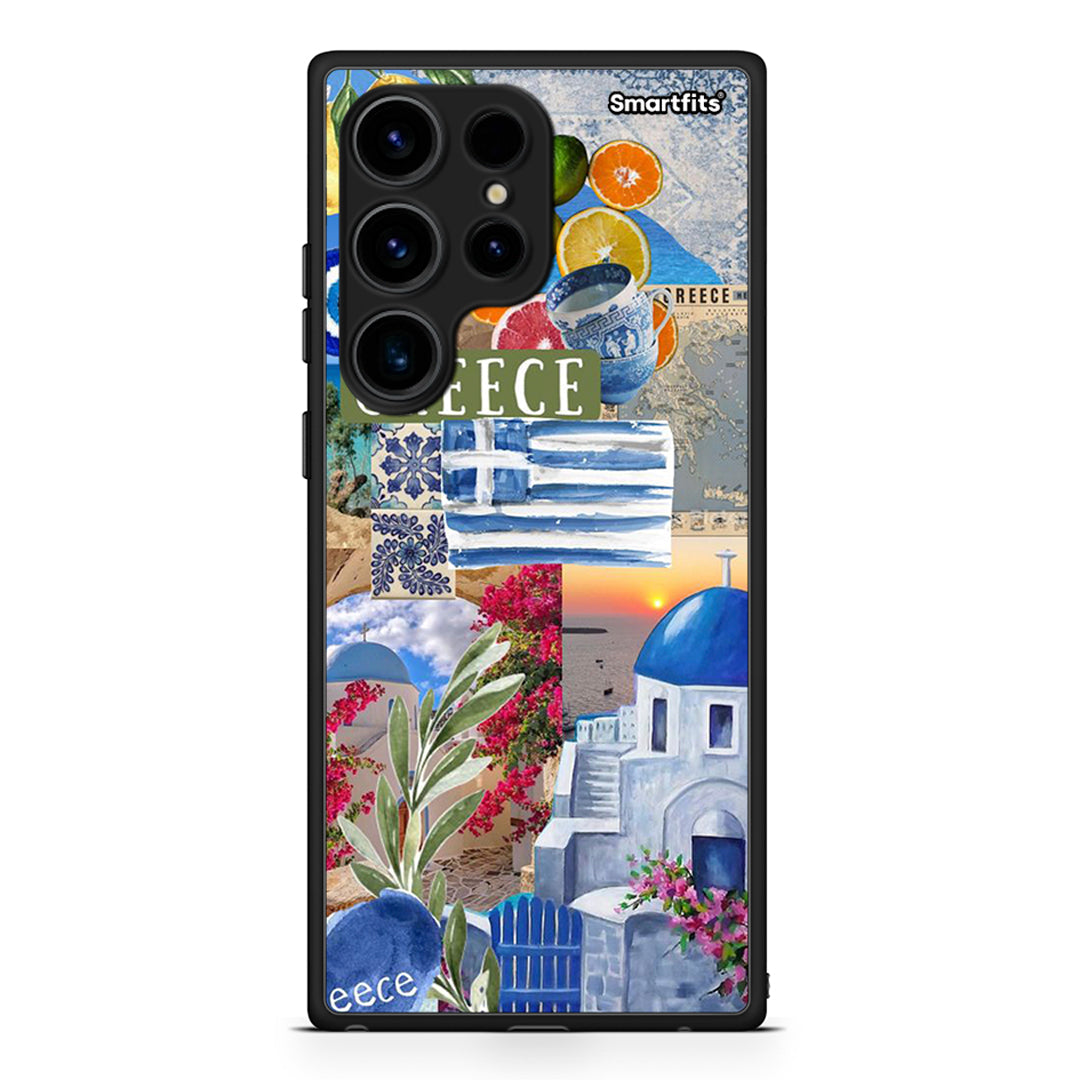 Θήκη Samsung Galaxy S24 Ultra All Greek από τη Smartfits με σχέδιο στο πίσω μέρος και μαύρο περίβλημα | Samsung Galaxy S24 Ultra All Greek Case with Colorful Back and Black Bezels
