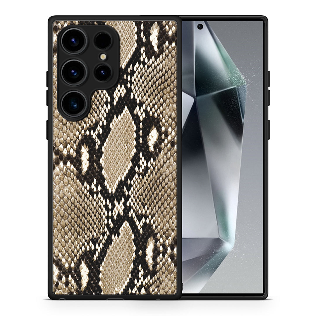 Θήκη Samsung Galaxy S24 Ultra Animal Fashion Snake από τη Smartfits με σχέδιο στο πίσω μέρος και μαύρο περίβλημα | Samsung Galaxy S24 Ultra Animal Fashion Snake Case with Colorful Back and Black Bezels