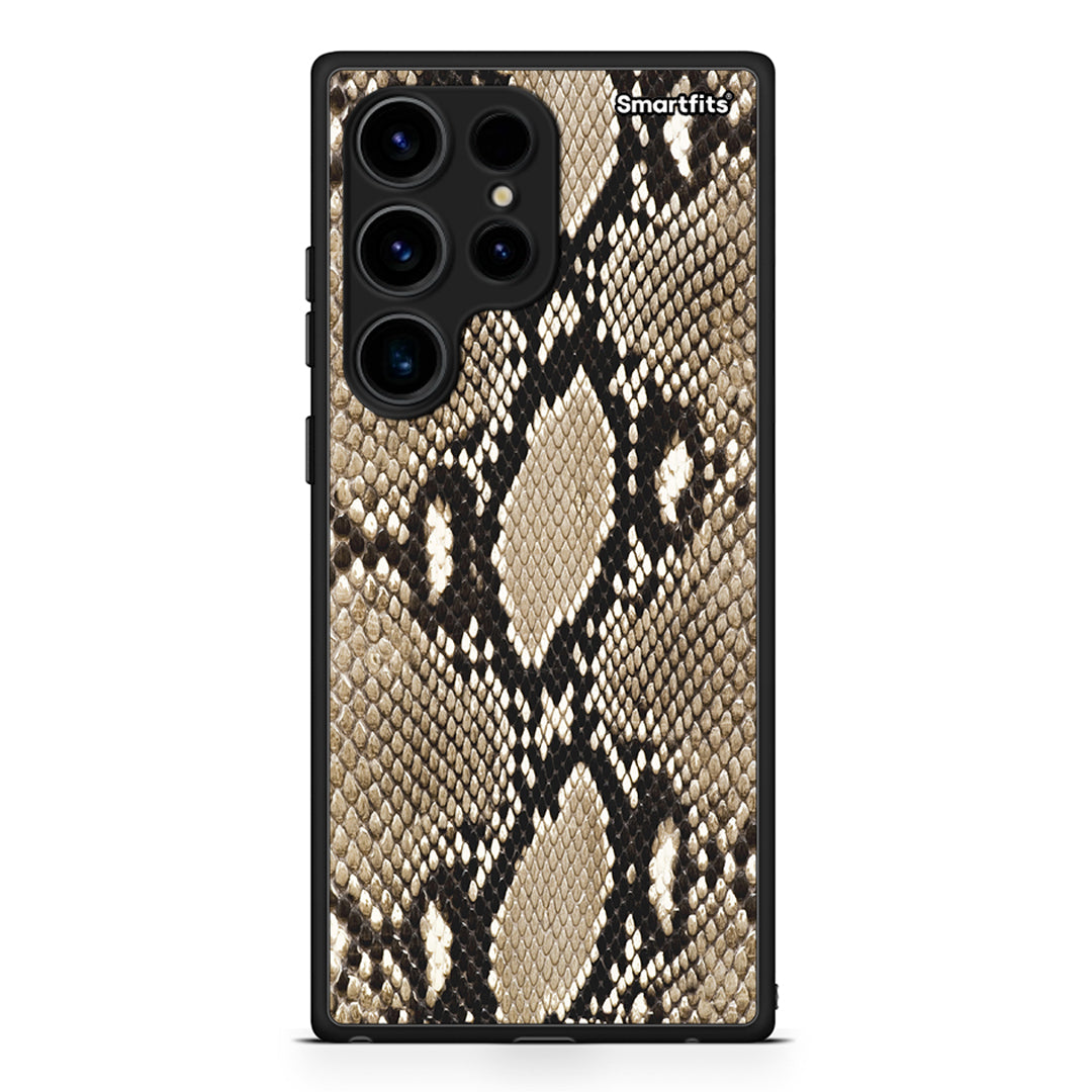 Θήκη Samsung Galaxy S24 Ultra Animal Fashion Snake από τη Smartfits με σχέδιο στο πίσω μέρος και μαύρο περίβλημα | Samsung Galaxy S24 Ultra Animal Fashion Snake Case with Colorful Back and Black Bezels
