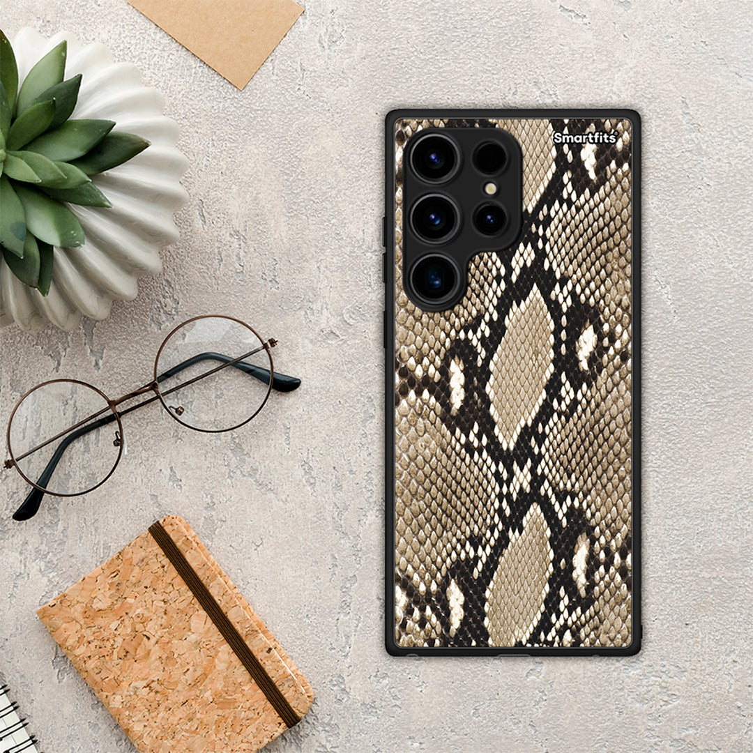 Θήκη Samsung Galaxy S24 Ultra Animal Fashion Snake από τη Smartfits με σχέδιο στο πίσω μέρος και μαύρο περίβλημα | Samsung Galaxy S24 Ultra Animal Fashion Snake Case with Colorful Back and Black Bezels