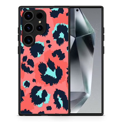 Θήκη Samsung Galaxy S24 Ultra Animal Pink Leopard από τη Smartfits με σχέδιο στο πίσω μέρος και μαύρο περίβλημα | Samsung Galaxy S24 Ultra Animal Pink Leopard Case with Colorful Back and Black Bezels