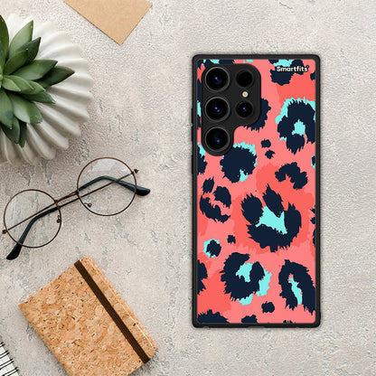 Θήκη Samsung Galaxy S24 Ultra Animal Pink Leopard από τη Smartfits με σχέδιο στο πίσω μέρος και μαύρο περίβλημα | Samsung Galaxy S24 Ultra Animal Pink Leopard Case with Colorful Back and Black Bezels