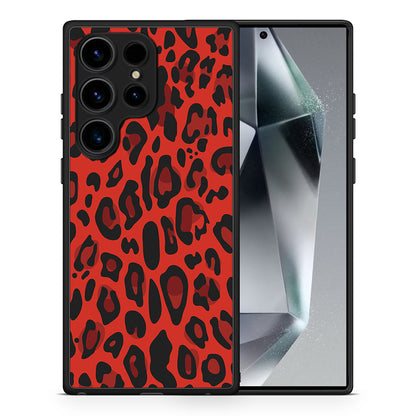 Θήκη Samsung Galaxy S24 Ultra Animal Red Leopard από τη Smartfits με σχέδιο στο πίσω μέρος και μαύρο περίβλημα | Samsung Galaxy S24 Ultra Animal Red Leopard Case with Colorful Back and Black Bezels