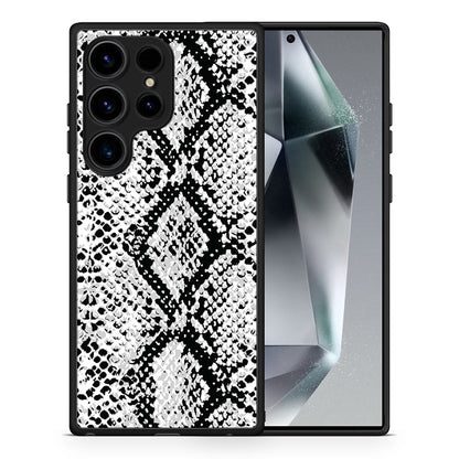 Θήκη Samsung Galaxy S24 Ultra Animal White Snake από τη Smartfits με σχέδιο στο πίσω μέρος και μαύρο περίβλημα | Samsung Galaxy S24 Ultra Animal White Snake Case with Colorful Back and Black Bezels