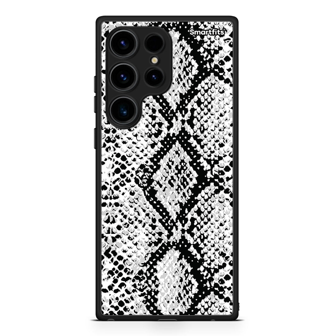 Θήκη Samsung Galaxy S24 Ultra Animal White Snake από τη Smartfits με σχέδιο στο πίσω μέρος και μαύρο περίβλημα | Samsung Galaxy S24 Ultra Animal White Snake Case with Colorful Back and Black Bezels