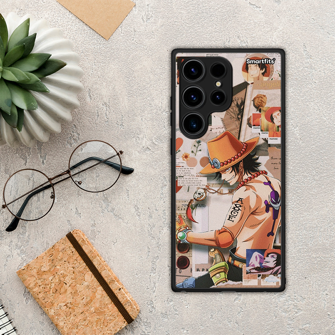 Θήκη Samsung Galaxy S24 Ultra Anime Collage από τη Smartfits με σχέδιο στο πίσω μέρος και μαύρο περίβλημα | Samsung Galaxy S24 Ultra Anime Collage Case with Colorful Back and Black Bezels