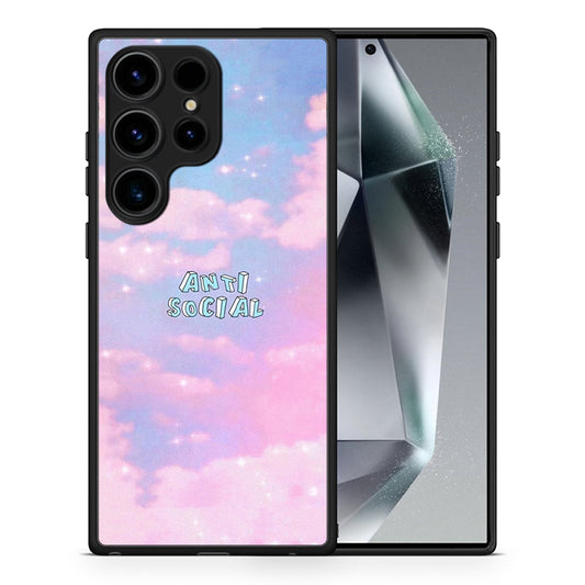 Θήκη Samsung Galaxy S24 Ultra Anti Social από τη Smartfits με σχέδιο στο πίσω μέρος και μαύρο περίβλημα | Samsung Galaxy S24 Ultra Anti Social Case with Colorful Back and Black Bezels