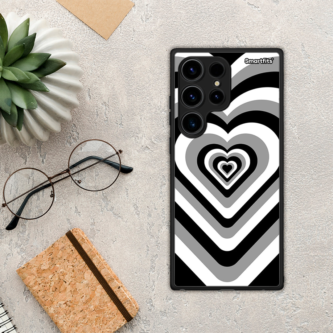 Θήκη Samsung Galaxy S24 Ultra Black Hearts από τη Smartfits με σχέδιο στο πίσω μέρος και μαύρο περίβλημα | Samsung Galaxy S24 Ultra Black Hearts Case with Colorful Back and Black Bezels