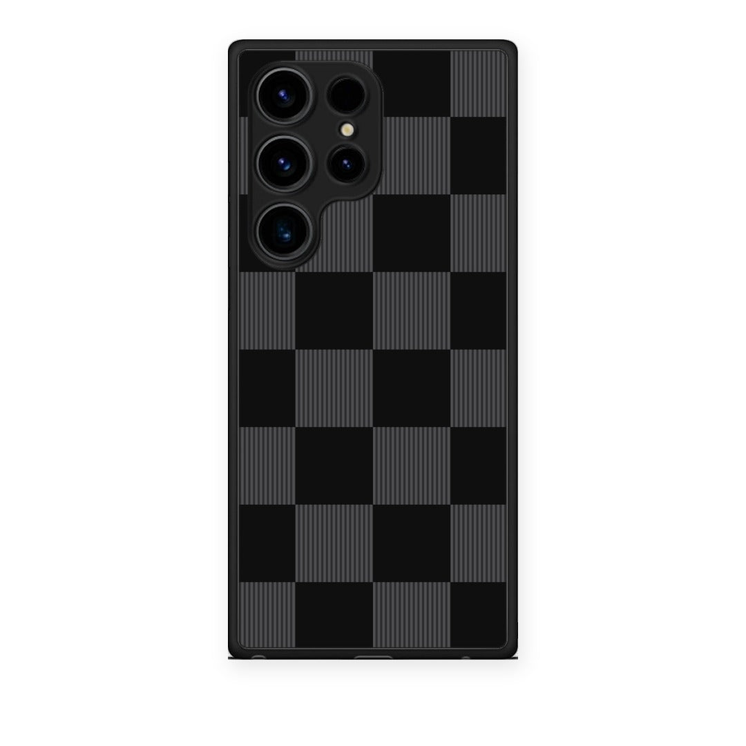 Θήκη Samsung Galaxy S24 Ultra Black and Charcoal Striped Checks από τη Smartfits με σχέδιο στο πίσω μέρος και μαύρο περίβλημα | Samsung Galaxy S24 Ultra Black and Charcoal Striped Checks case with colorful back and black bezels