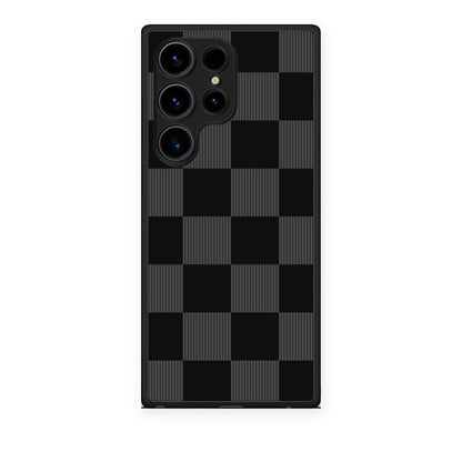 Θήκη Samsung Galaxy S24 Ultra Black and Charcoal Striped Checks από τη Smartfits με σχέδιο στο πίσω μέρος και μαύρο περίβλημα | Samsung Galaxy S24 Ultra Black and Charcoal Striped Checks case with colorful back and black bezels