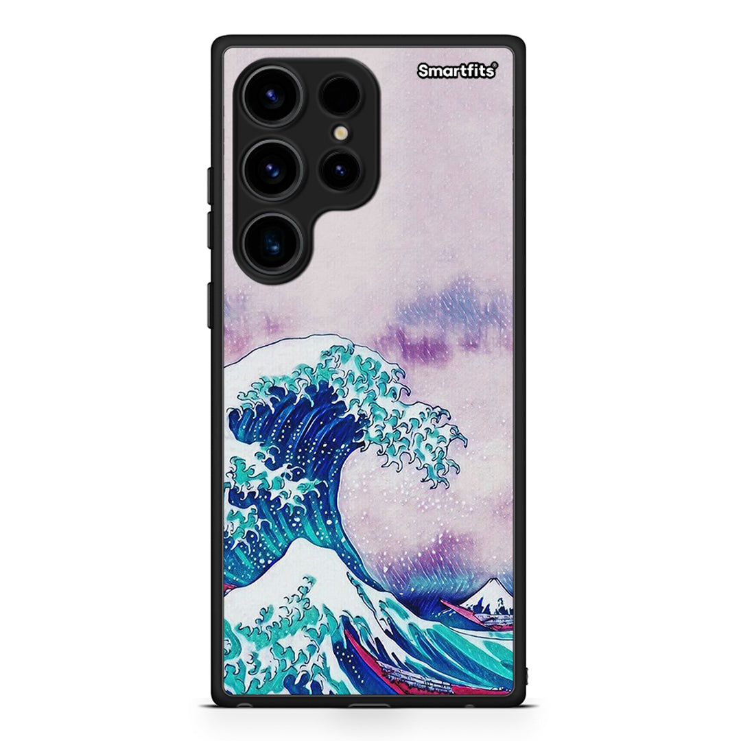 Θήκη Samsung Galaxy S24 Ultra Blue Waves από τη Smartfits με σχέδιο στο πίσω μέρος και μαύρο περίβλημα | Samsung Galaxy S24 Ultra Blue Waves Case with Colorful Back and Black Bezels