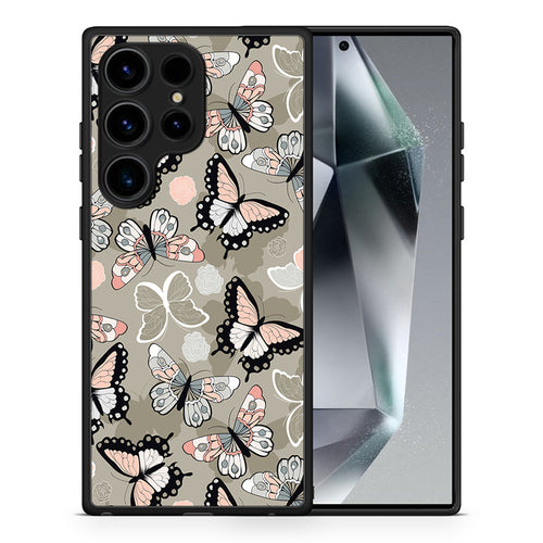 Θήκη Samsung Galaxy S24 Ultra Boho Butterflies από τη Smartfits με σχέδιο στο πίσω μέρος και μαύρο περίβλημα | Samsung Galaxy S24 Ultra Boho Butterflies Case with Colorful Back and Black Bezels