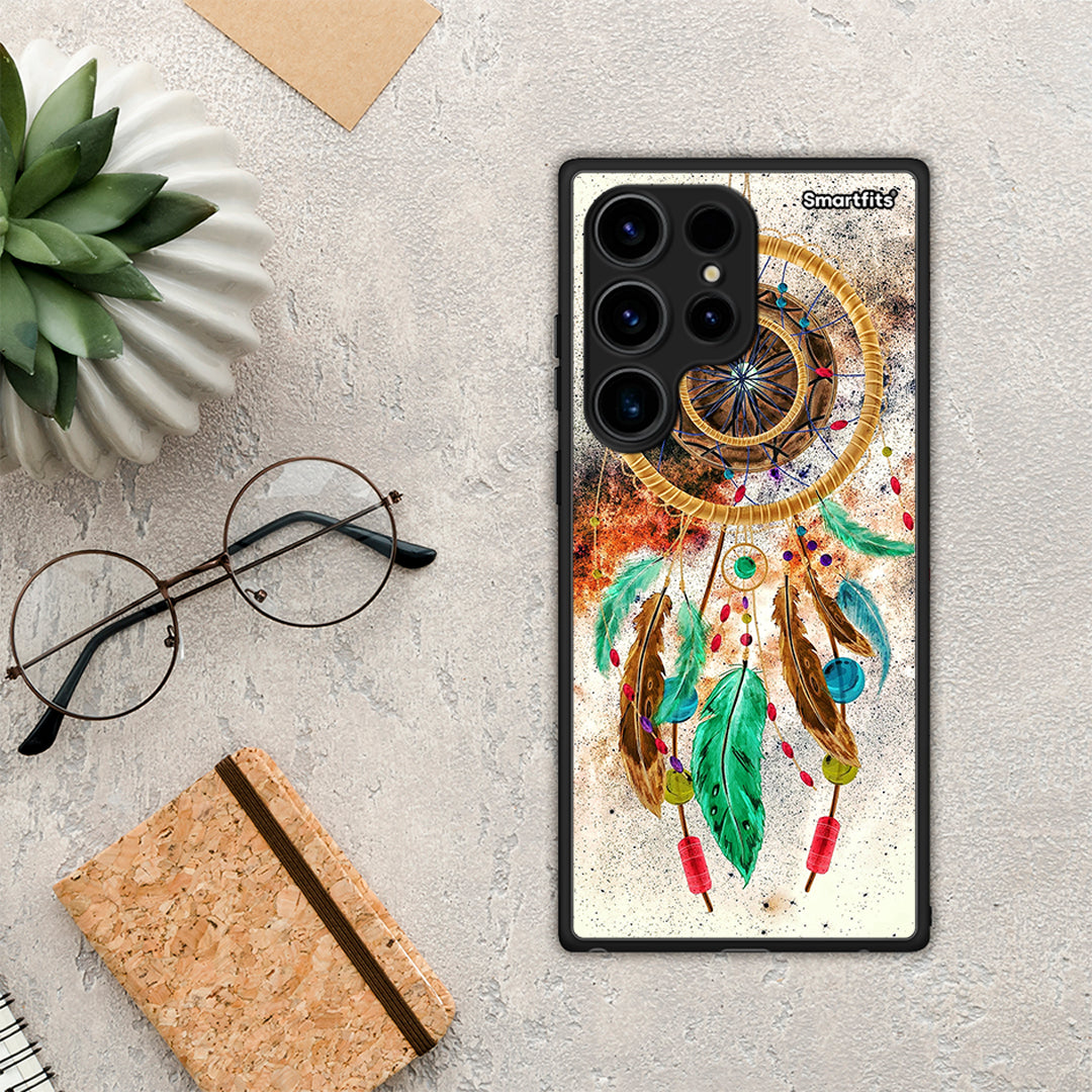 Θήκη Samsung Galaxy S24 Ultra Boho DreamCatcher από τη Smartfits με σχέδιο στο πίσω μέρος και μαύρο περίβλημα | Samsung Galaxy S24 Ultra Boho DreamCatcher Case with Colorful Back and Black Bezels