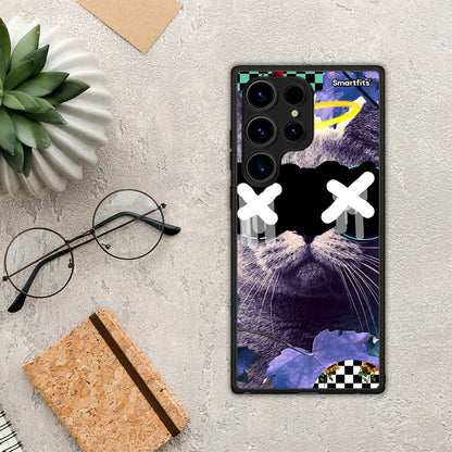 Θήκη Samsung Galaxy S24 Ultra Cat Collage από τη Smartfits με σχέδιο στο πίσω μέρος και μαύρο περίβλημα | Samsung Galaxy S24 Ultra Cat Collage Case with Colorful Back and Black Bezels