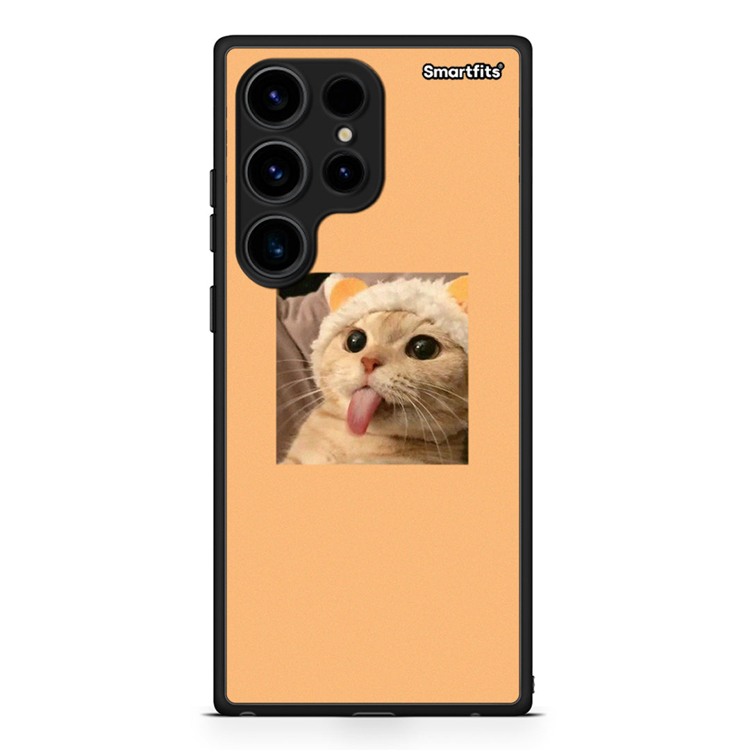 Θήκη Samsung Galaxy S24 Ultra Cat Tongue από τη Smartfits με σχέδιο στο πίσω μέρος και μαύρο περίβλημα | Samsung Galaxy S24 Ultra Cat Tongue Case with Colorful Back and Black Bezels
