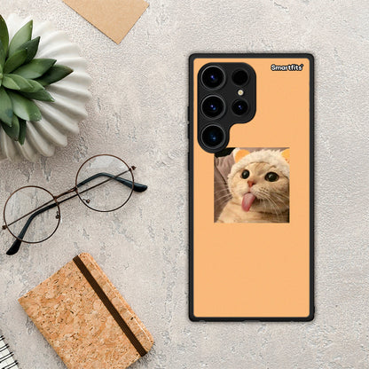 Θήκη Samsung Galaxy S24 Ultra Cat Tongue από τη Smartfits με σχέδιο στο πίσω μέρος και μαύρο περίβλημα | Samsung Galaxy S24 Ultra Cat Tongue Case with Colorful Back and Black Bezels