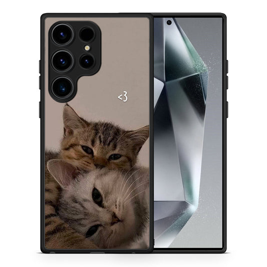 Θήκη Samsung Galaxy S24 Ultra Cats In Love από τη Smartfits με σχέδιο στο πίσω μέρος και μαύρο περίβλημα | Samsung Galaxy S24 Ultra Cats In Love Case with Colorful Back and Black Bezels