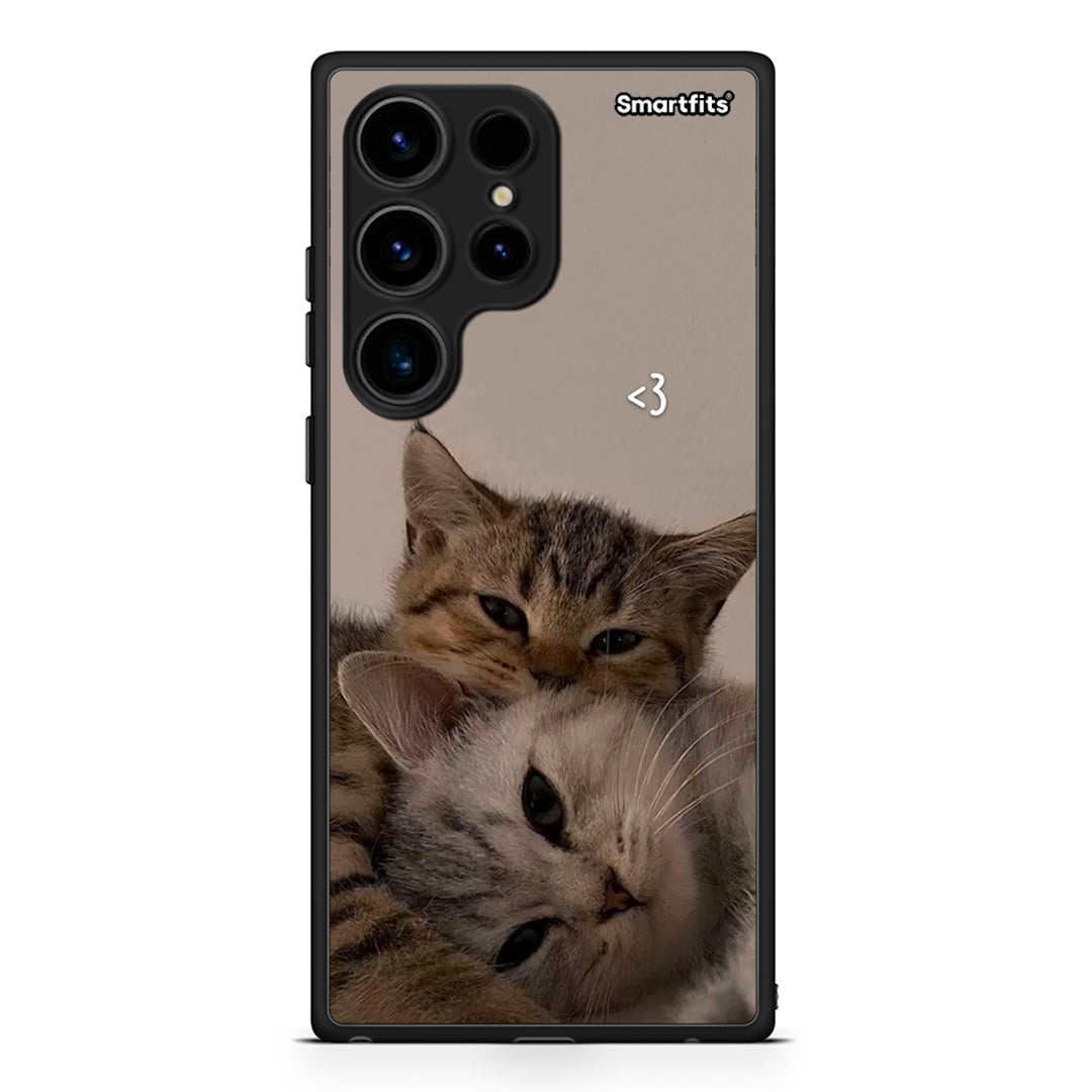 Θήκη Samsung Galaxy S24 Ultra Cats In Love από τη Smartfits με σχέδιο στο πίσω μέρος και μαύρο περίβλημα | Samsung Galaxy S24 Ultra Cats In Love Case with Colorful Back and Black Bezels