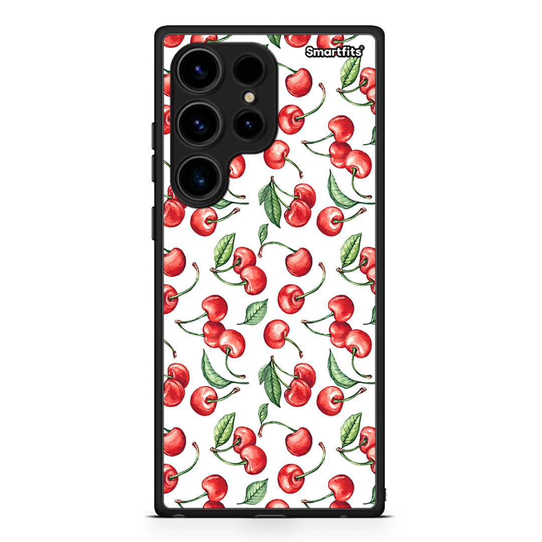 Θήκη Samsung Galaxy S24 Ultra Cherry Summer από τη Smartfits με σχέδιο στο πίσω μέρος και μαύρο περίβλημα | Samsung Galaxy S24 Ultra Cherry Summer Case with Colorful Back and Black Bezels