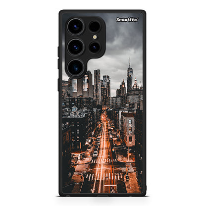 Θήκη Samsung Galaxy S24 Ultra City Lights από τη Smartfits με σχέδιο στο πίσω μέρος και μαύρο περίβλημα | Samsung Galaxy S24 Ultra City Lights Case with Colorful Back and Black Bezels