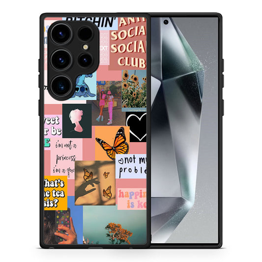 Θήκη Samsung Galaxy S24 Ultra Collage Bitchin από τη Smartfits με σχέδιο στο πίσω μέρος και μαύρο περίβλημα | Samsung Galaxy S24 Ultra Collage Bitchin Case with Colorful Back and Black Bezels