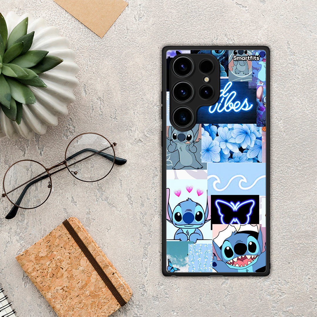 Θήκη Samsung Galaxy S24 Ultra Collage Good Vibes από τη Smartfits με σχέδιο στο πίσω μέρος και μαύρο περίβλημα | Samsung Galaxy S24 Ultra Collage Good Vibes Case with Colorful Back and Black Bezels