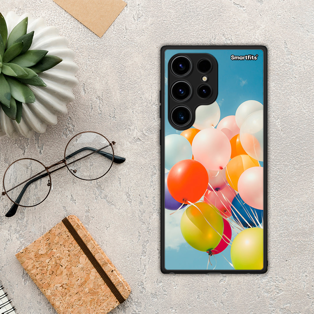 Θήκη Samsung Galaxy S24 Ultra Colorful Balloons από τη Smartfits με σχέδιο στο πίσω μέρος και μαύρο περίβλημα | Samsung Galaxy S24 Ultra Colorful Balloons Case with Colorful Back and Black Bezels