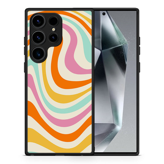 Θήκη Samsung Galaxy S24 Ultra Colourful Waves από τη Smartfits με σχέδιο στο πίσω μέρος και μαύρο περίβλημα | Samsung Galaxy S24 Ultra Colourful Waves Case with Colorful Back and Black Bezels