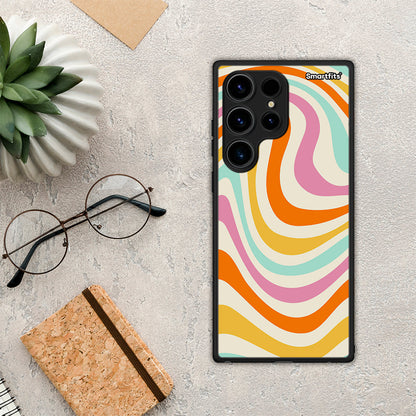 Θήκη Samsung Galaxy S24 Ultra Colourful Waves από τη Smartfits με σχέδιο στο πίσω μέρος και μαύρο περίβλημα | Samsung Galaxy S24 Ultra Colourful Waves Case with Colorful Back and Black Bezels