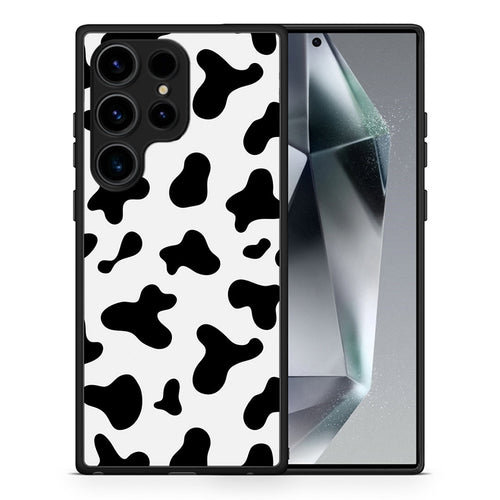 Θήκη Samsung Galaxy S24 Ultra Cow Print από τη Smartfits με σχέδιο στο πίσω μέρος και μαύρο περίβλημα | Samsung Galaxy S24 Ultra Cow Print Case with Colorful Back and Black Bezels